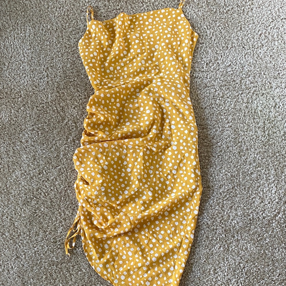Forever 21 Mustard Polka Dot Midi Dress